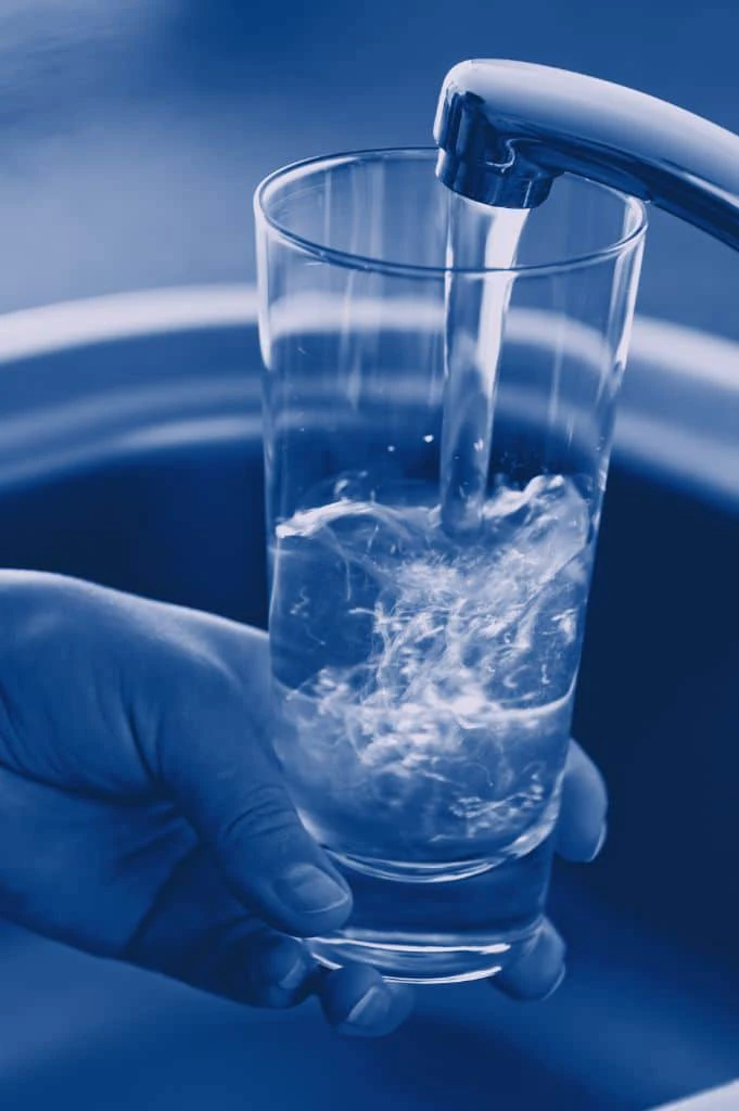 Glass of water with an odor